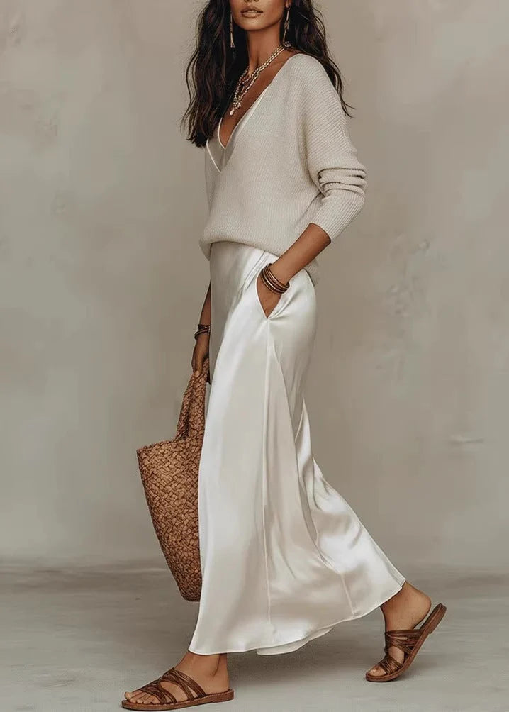 Bianca Lombardi |Elegante vestido de satén con jersey