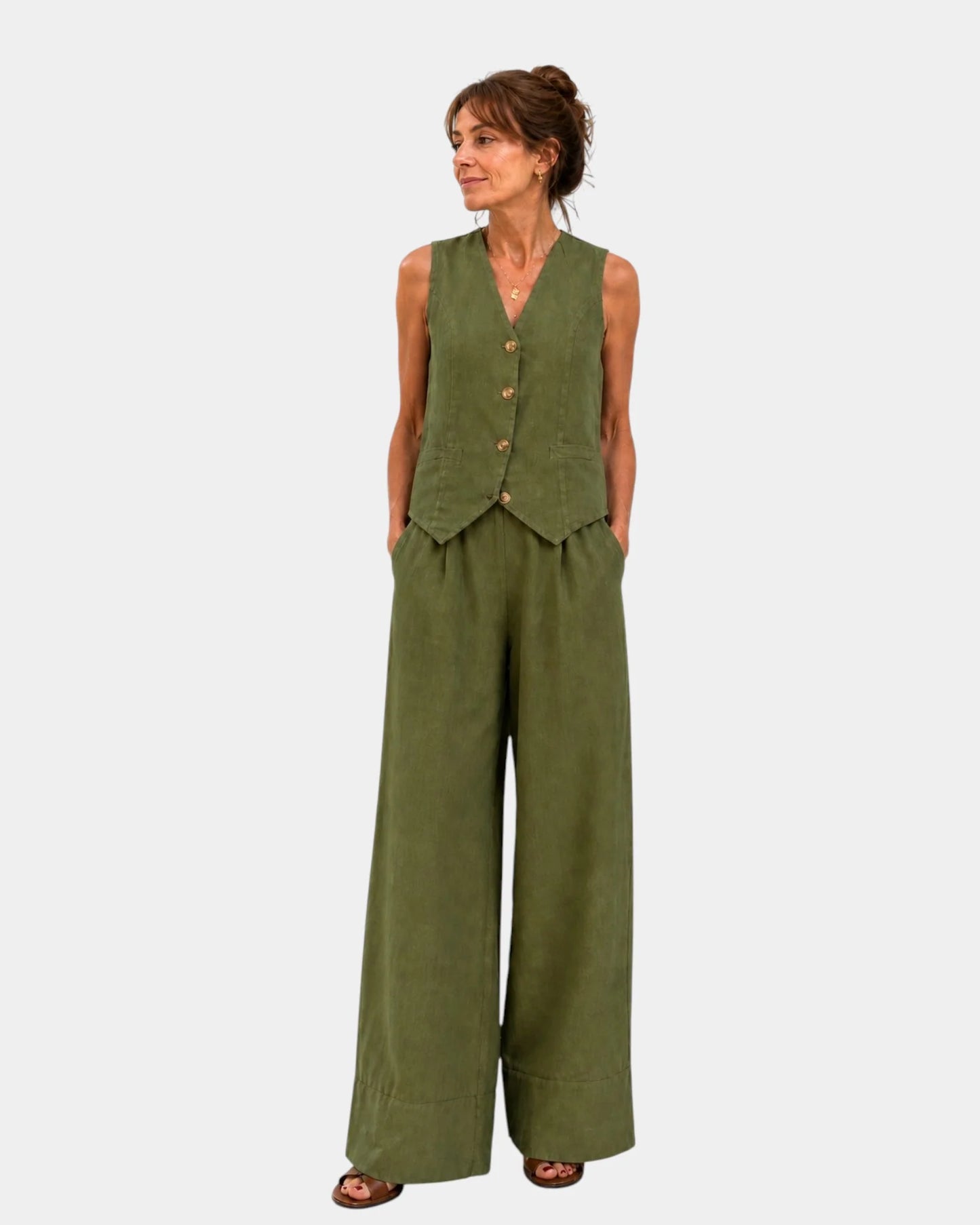 Bianca Lombardi | Conjunto de chaqueta sin mangas y pantalón