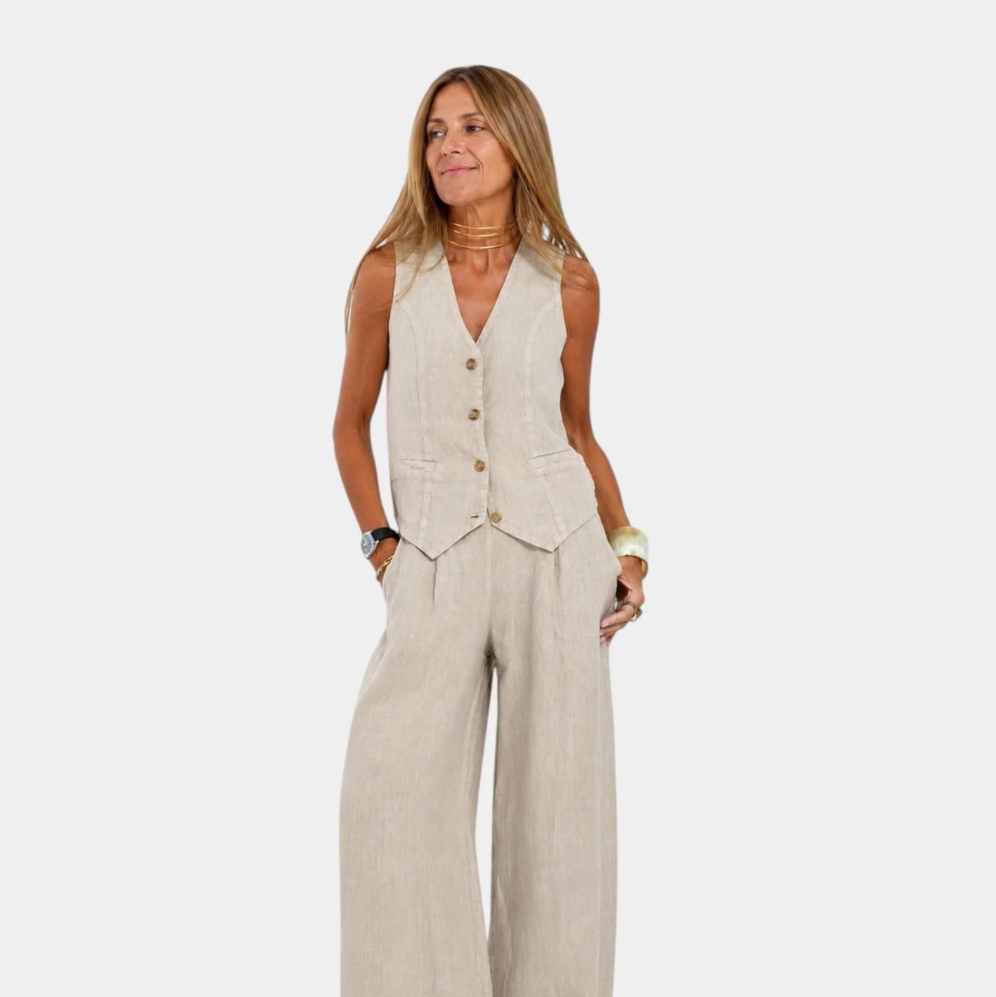 Bianca Lombardi | Conjunto de chaqueta sin mangas y pantalón
