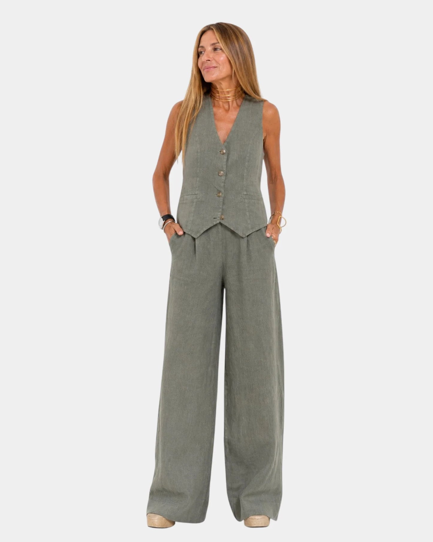 Bianca Lombardi | Conjunto de chaqueta sin mangas y pantalón