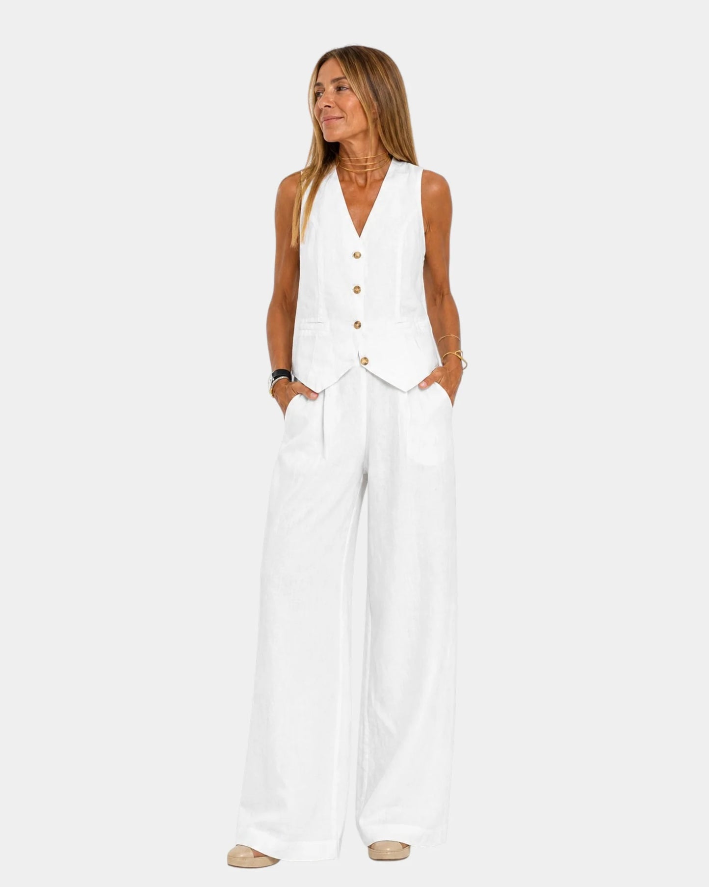 Bianca Lombardi | Conjunto de chaqueta sin mangas y pantalón