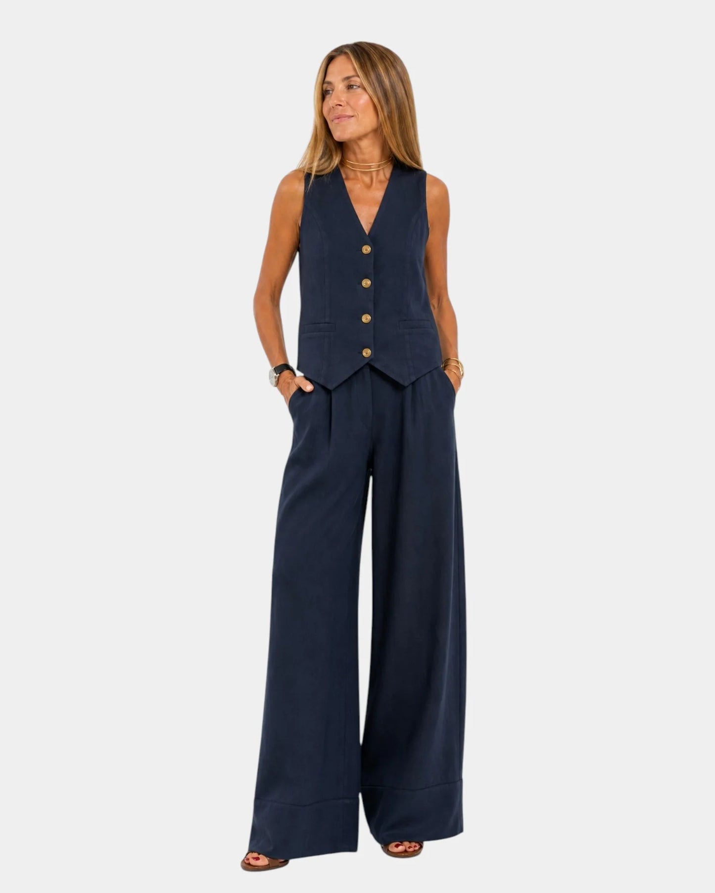 Bianca Lombardi | Conjunto de chaqueta sin mangas y pantalón
