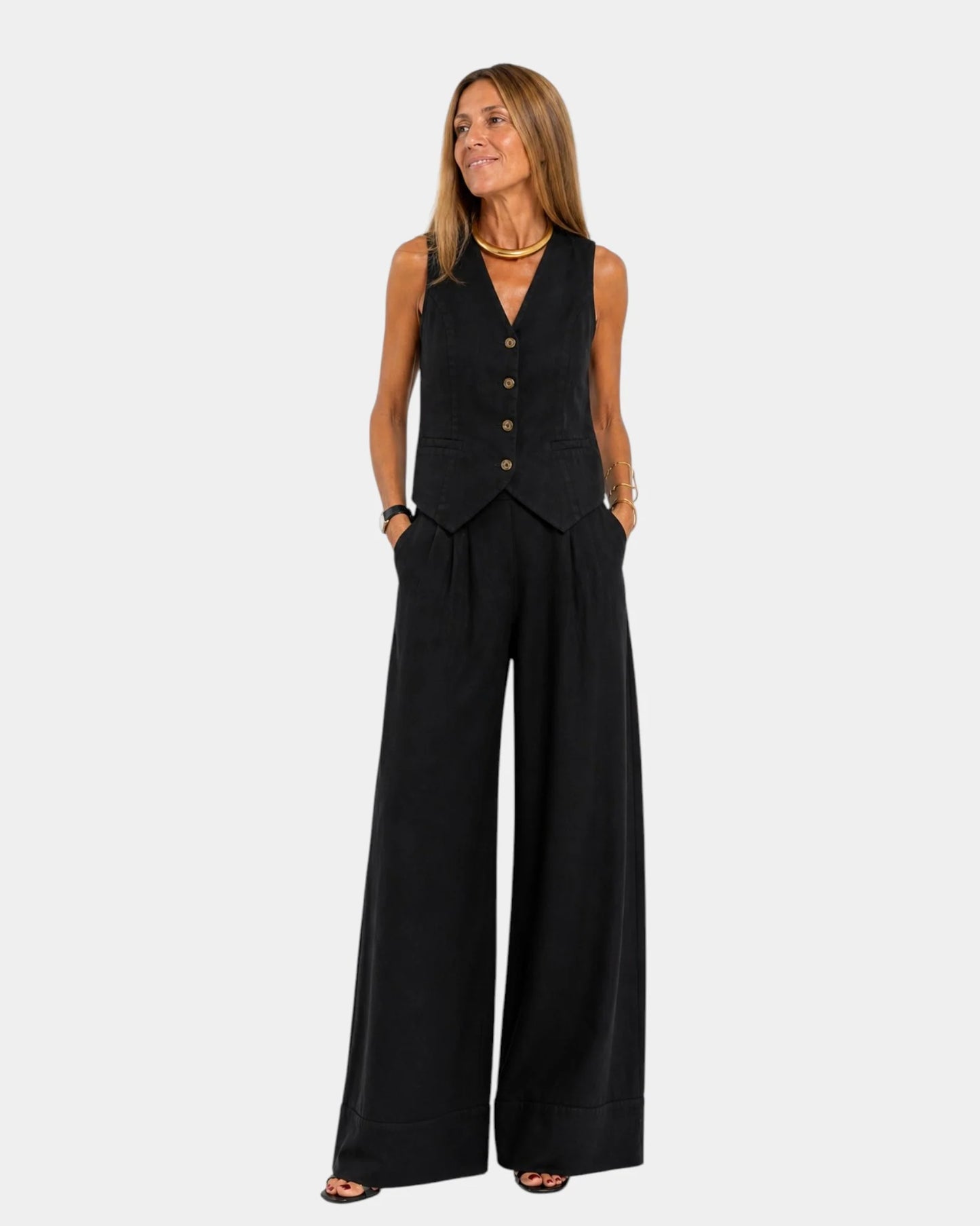 Bianca Lombardi | Conjunto de chaqueta sin mangas y pantalón