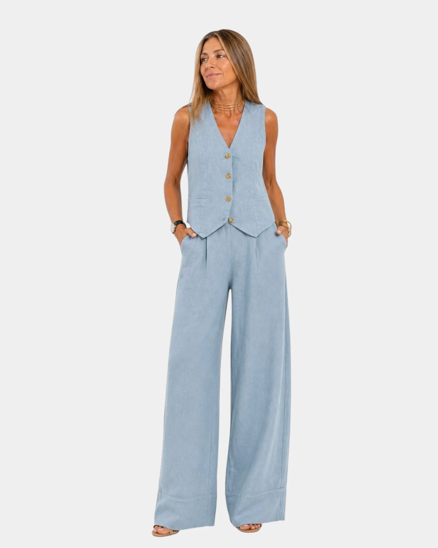 Bianca Lombardi | Conjunto de chaqueta sin mangas y pantalón