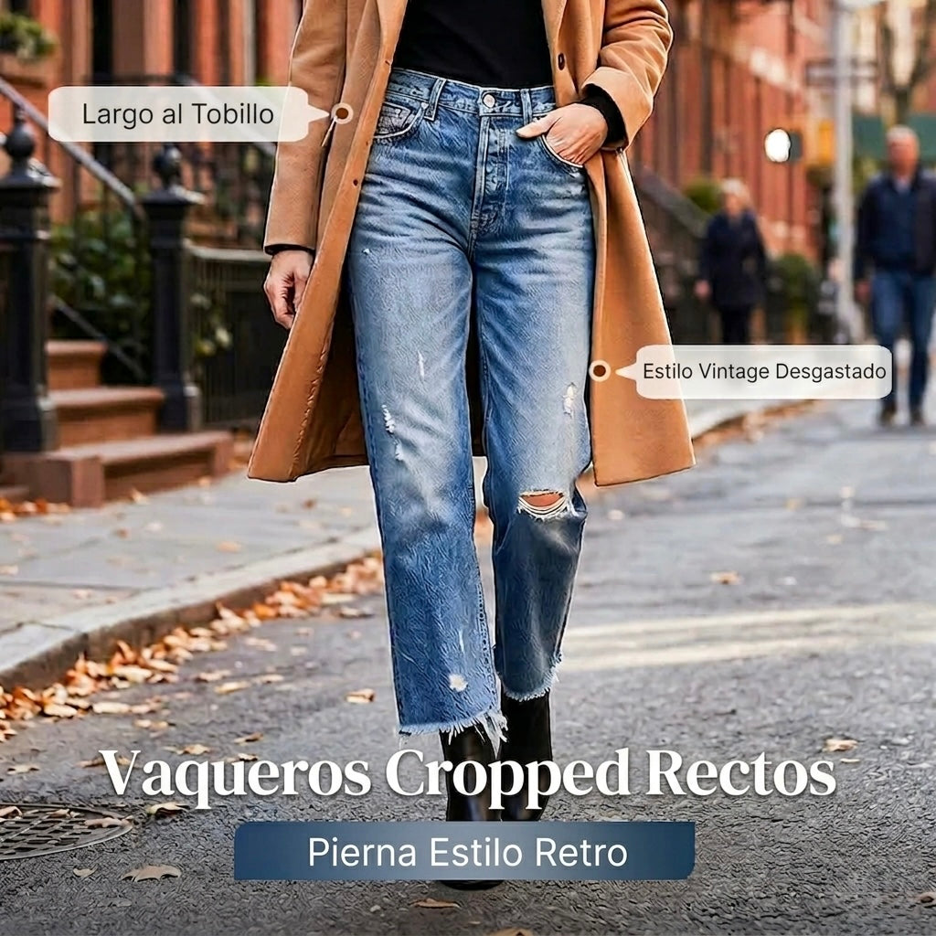 Bianca Lombardi | Vaqueros retro de mujer, de corte recto y largo corto