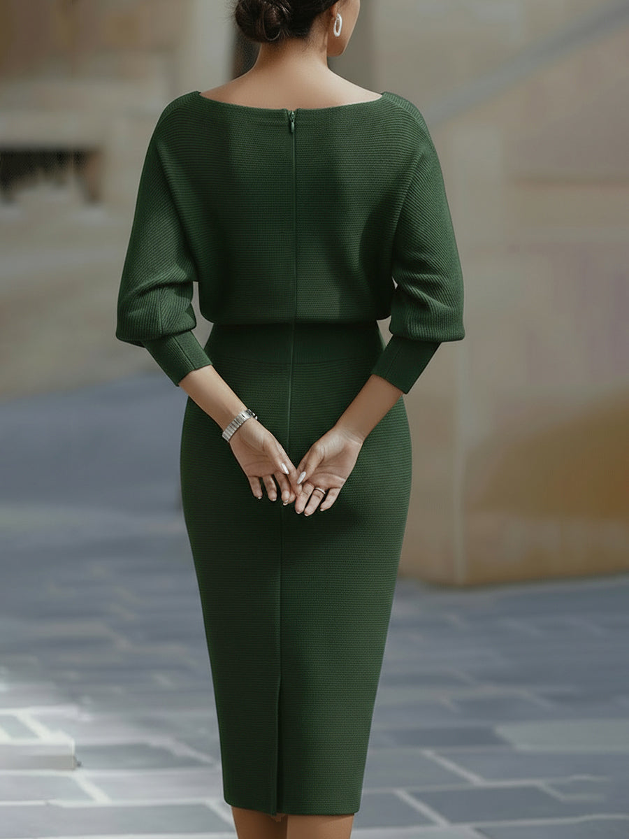 Bianca Lombardi | Elegante vestido midi drapeado, un clásico atemporal