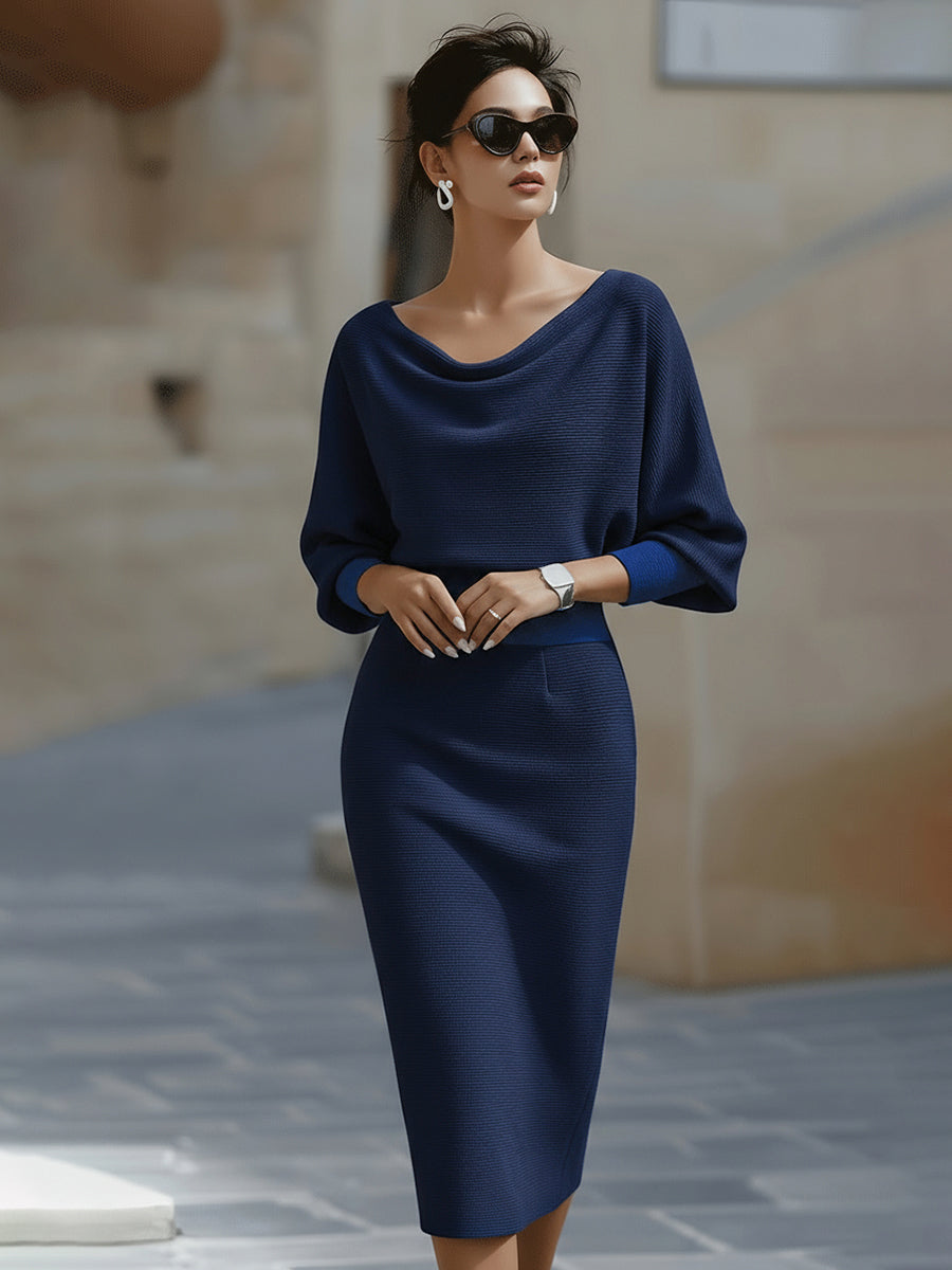 Bianca Lombardi | Elegante vestido midi drapeado, un clásico atemporal