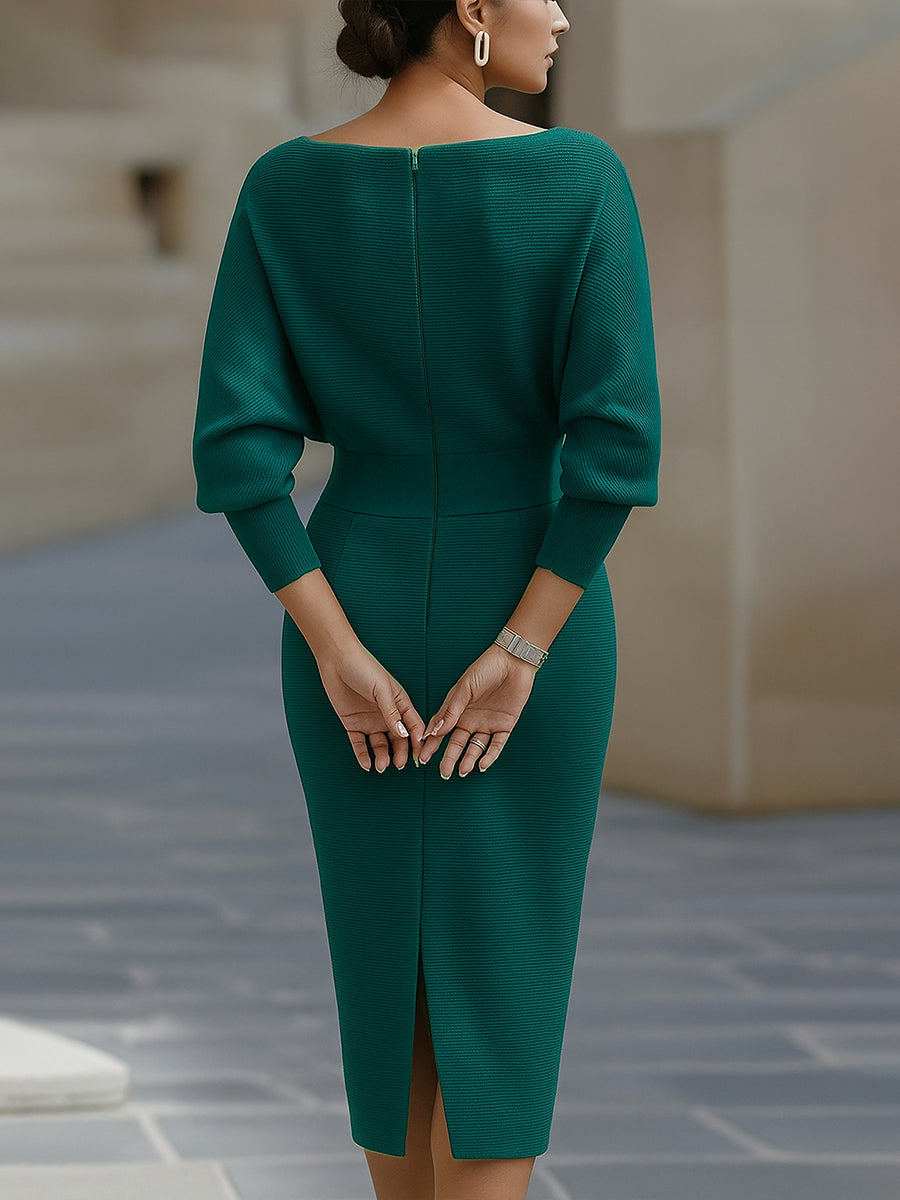 Bianca Lombardi | Elegante vestido midi drapeado, un clásico atemporal