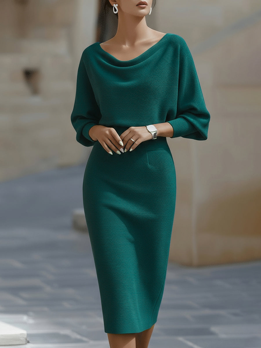 Bianca Lombardi | Elegante vestido midi drapeado, un clásico atemporal